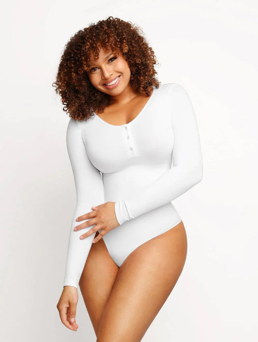 Seamless Long Sleeve Thong Bodysuit